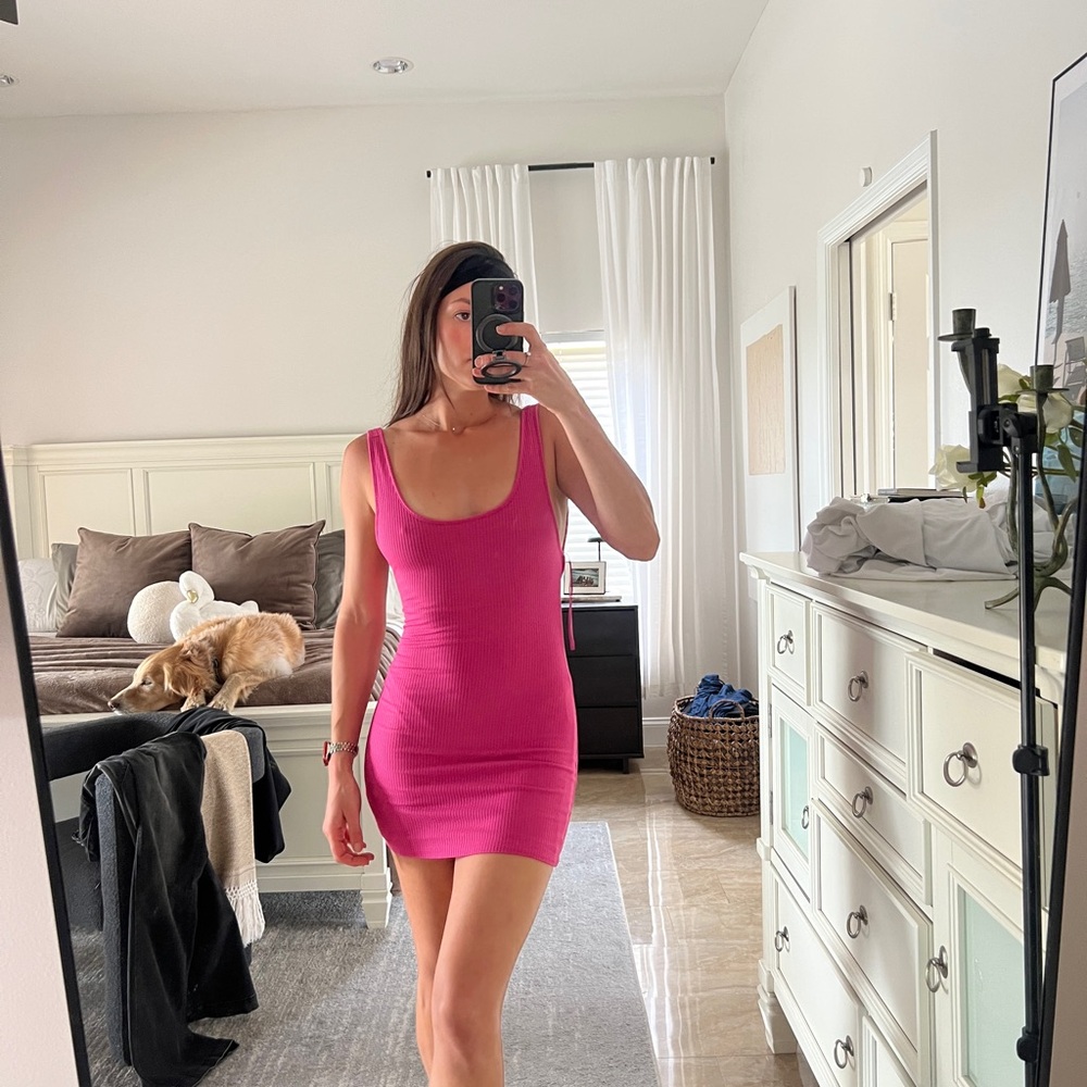 Superdown Pink Scoop Neck Mini Dress